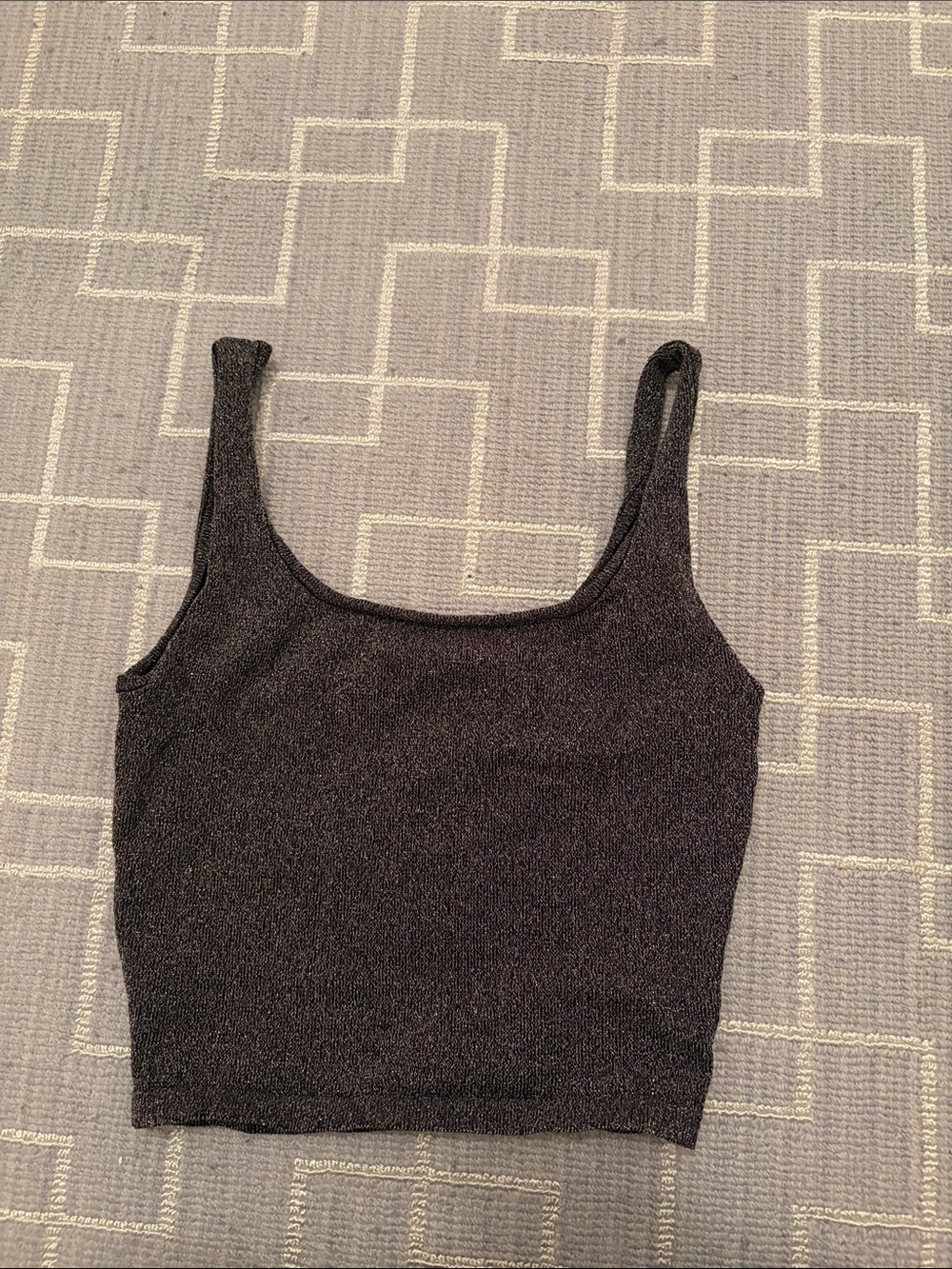 Sleek Black Ribbed Crop Tank - Women's Scoop Neck